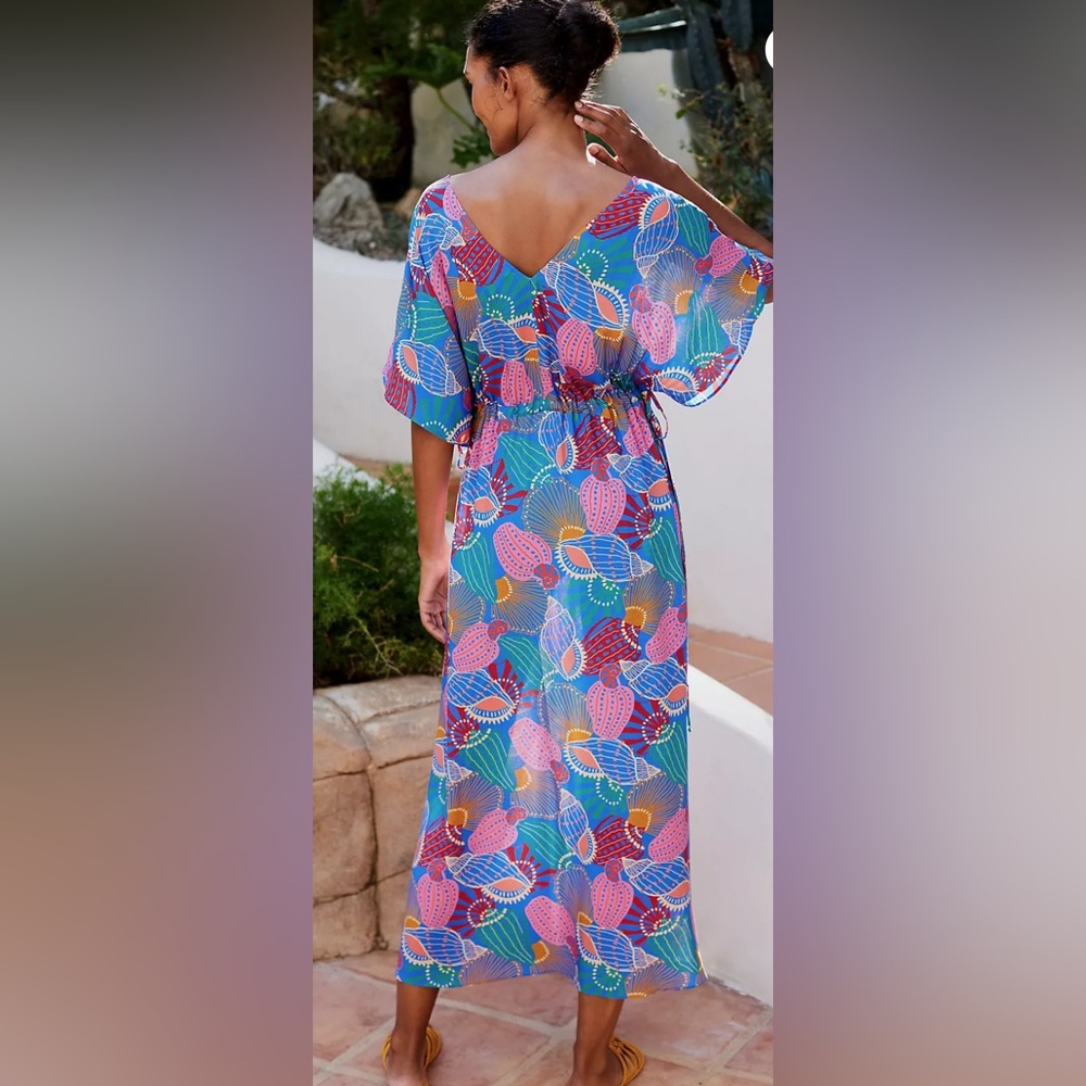 Anthropologie Farm Rio Seashell Cover-Up Maxi Dress